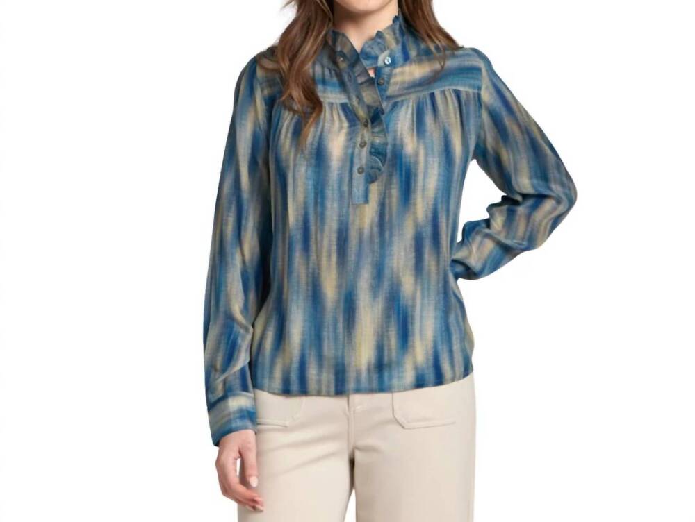 NEW APNY ruffle half placket blouse in blue